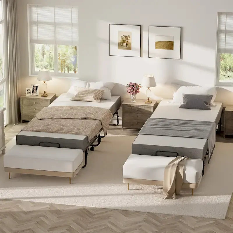 Lit pliant avec matelas en mousse à mémoire de forme de 12,5 cm, petit lit simple d'appoint avec roulettes