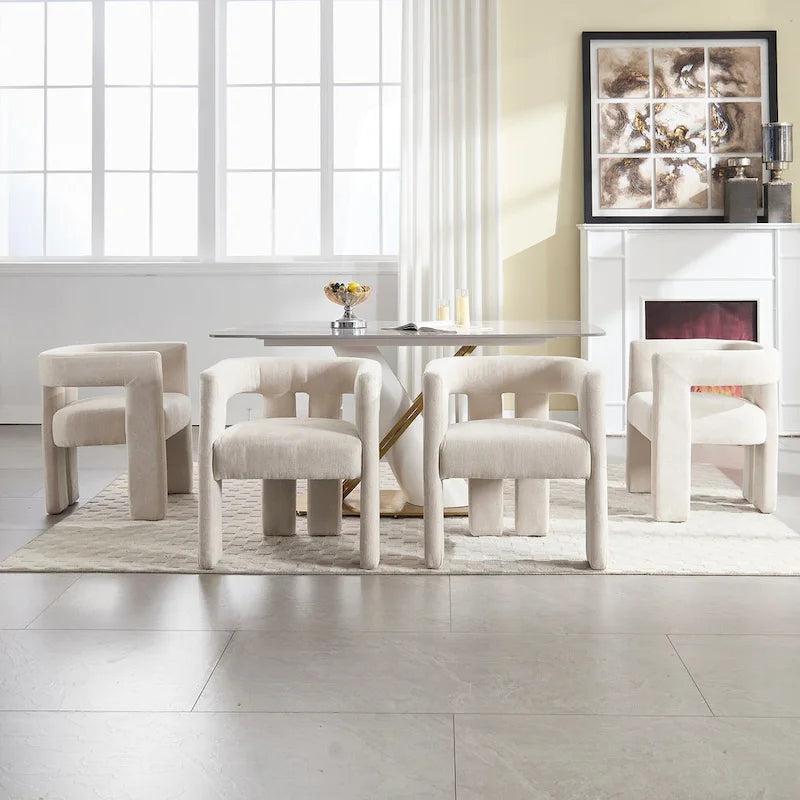 Ensemble de chaises de salle à manger confortables, revêtues de tissu, pour différents espaces