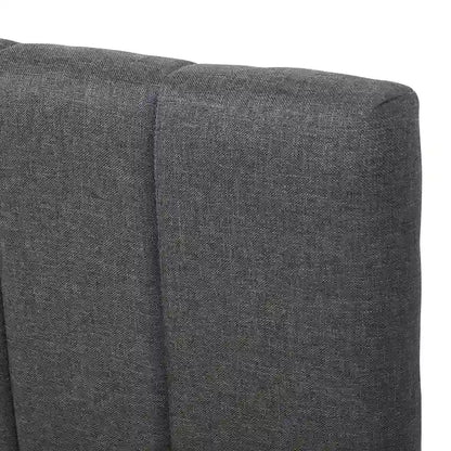 Lit plateforme rembourré en lin avec tête et pied de lit à rayures, lit gigogne et 3 tiroirs, lit à panneaux de bois