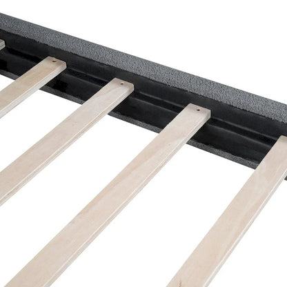 Cadre de lit avec tête de lit incurvée, lit plateforme recouvert de polaire épaisse, lit à panneaux bas en bois