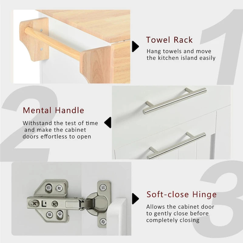 Îlot de cuisine avec abattant (tabouret non inclus)