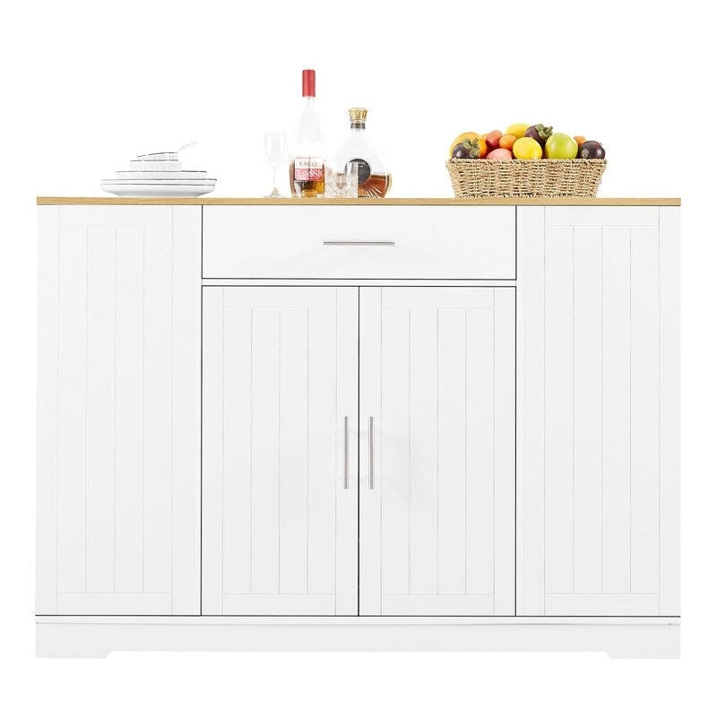 53-Inch Kitchen Storage Island with Drawers & Built-In Trash Bin  Modern Farmhouse Design for Kitchen & Dining.