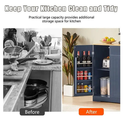 Îlot de rangement de cuisine de 53 pouces avec tiroirs et poubelle intégrée. Design moderne de style ferme pour la cuisine et la salle à manger.