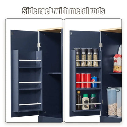 Îlot de rangement de cuisine de 53 pouces avec tiroirs et poubelle intégrée. Design moderne de style ferme pour la cuisine et la salle à manger.