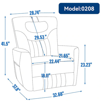 Fauteuil inclinable électrique pivotant et à bascule Leatheraire, fauteuil inclinable moderne une place avec coussin de soutien lombaire et cervical, ports USB et Type-C