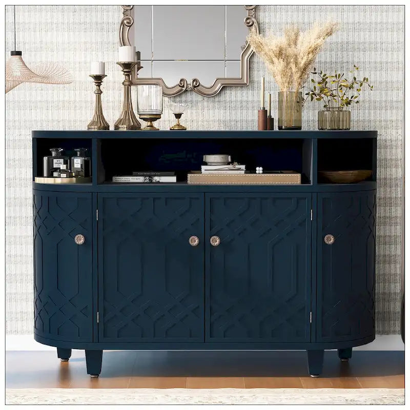 Curved Design Storage Cabinet made of Fraxinus Mandschuric Solid Wood