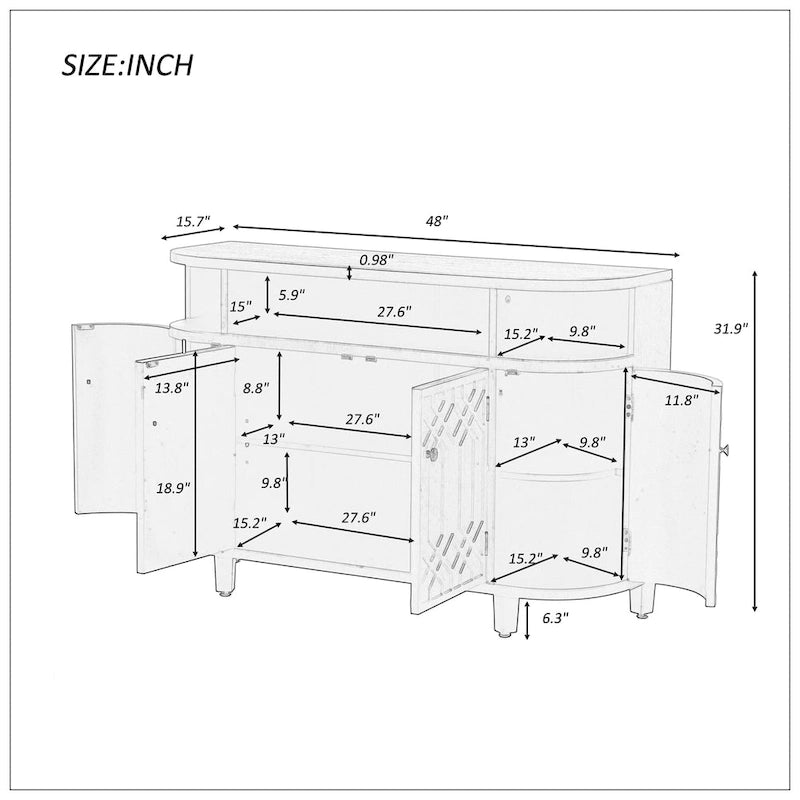Armoire de rangement au design incurvé, fabriquée en bois massif de frêne de Mandchourie
