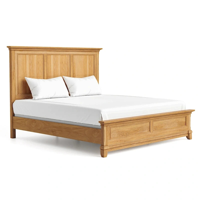 Lit Wellington Farmhouse en chêne naturel à panneaux en bois massif de Furniture of America