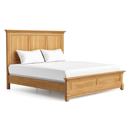 Lit Wellington Farmhouse en chêne naturel à panneaux en bois massif de Furniture of America