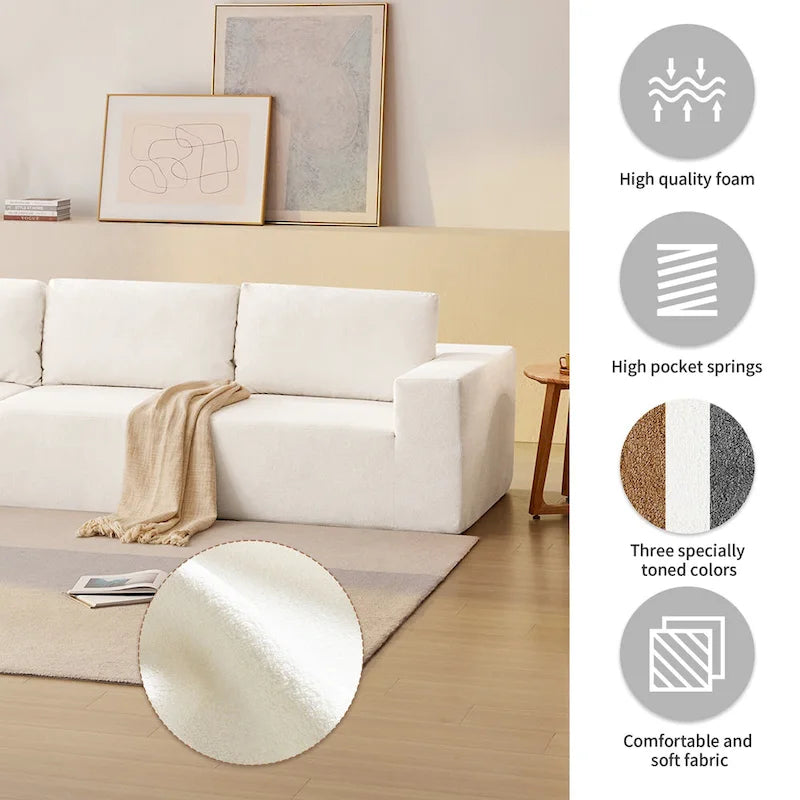 Canapé d'angle modulable, canapé d'angle en L, ensemble canapé nuage