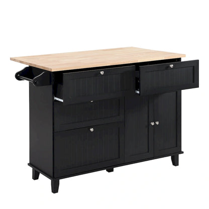 Ensemble îlot de cuisine TOPMAX avec abattant et 2 places assises, ensemble table et chaises avec étagère réglable, tiroirs et porte-serviettes