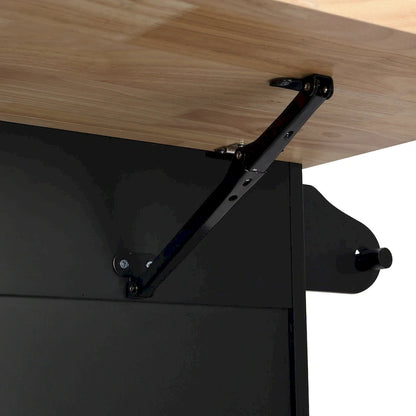 Ensemble îlot de cuisine TOPMAX avec abattant et 2 places assises, ensemble table et chaises avec étagère réglable, tiroirs et porte-serviettes