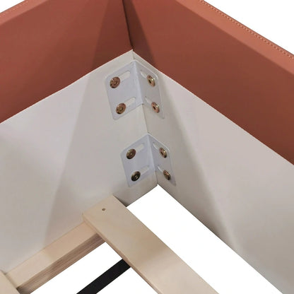 Lit de sol pour enfants avec barrière, cadre de lit de jour rembourré en PU, lit à lattes en bois avec petit escalier pour enfants filles et garçons