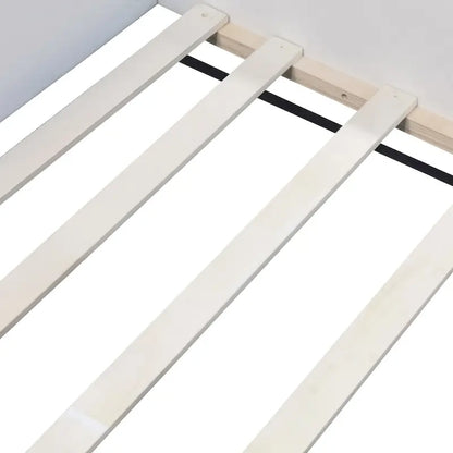 Lit de sol pour enfants avec barrière, cadre de lit de jour rembourré en PU, lit à lattes en bois avec petit escalier pour enfants filles et garçons