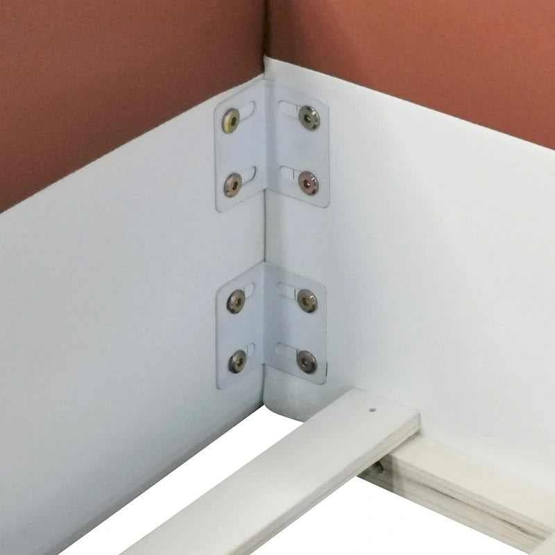 Lit de sol pour enfants avec barrière, cadre de lit de jour rembourré en PU, lit à lattes en bois avec petit escalier pour enfants filles et garçons