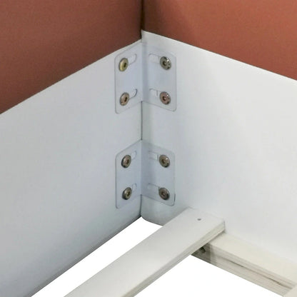 Lit de sol pour enfants avec barrière, cadre de lit de jour rembourré en PU, lit à lattes en bois avec petit escalier pour enfants filles et garçons