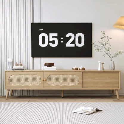 Meuble TV pour téléviseurs jusqu'à 80 pouces, console multimédia moderne, centre de divertissement avec pieds en bois, meuble TV pour salon