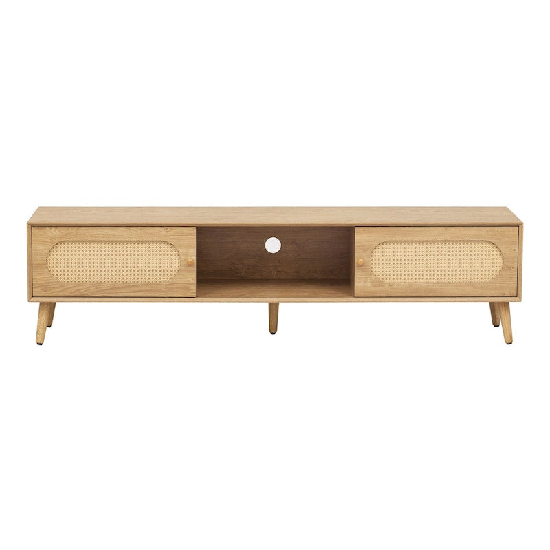 Meuble TV pour téléviseurs jusqu'à 80 pouces, console multimédia moderne, centre de divertissement avec pieds en bois, meuble TV pour salon