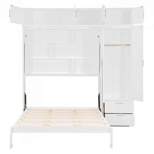 Versatile Queen Size Murphy Bed with Integrated Storage and Foldable Design for Space Optimization