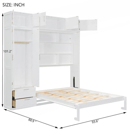 Lit escamotable Queen Size polyvalent avec rangement intégré et conception pliable pour une optimisation de l'espace