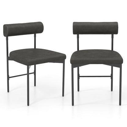 Gymax Dining Chair Set of 2 Faux Leather Upholstered Kitchen Side