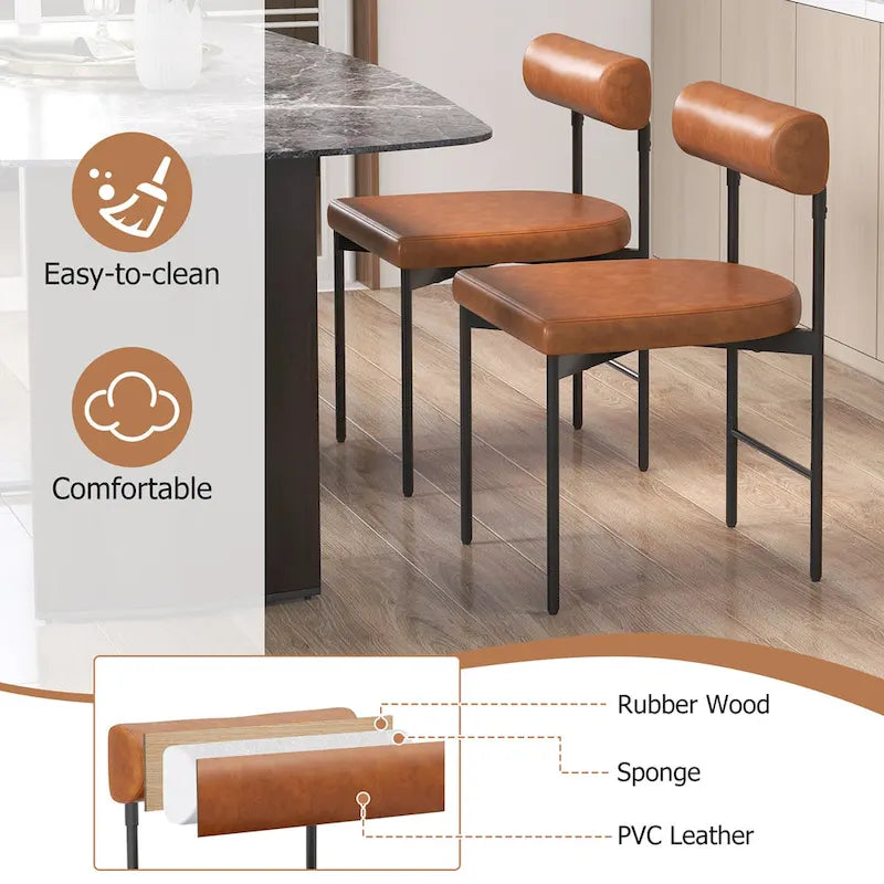 Ensemble de 2 chaises de salle à manger Gymax, revêtues de similicuir, pour la cuisine.