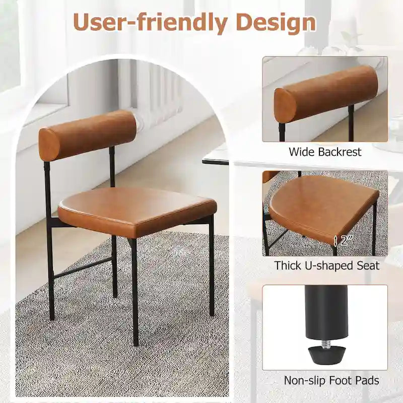 Ensemble de 2 chaises de salle à manger Gymax, revêtues de similicuir, pour la cuisine.