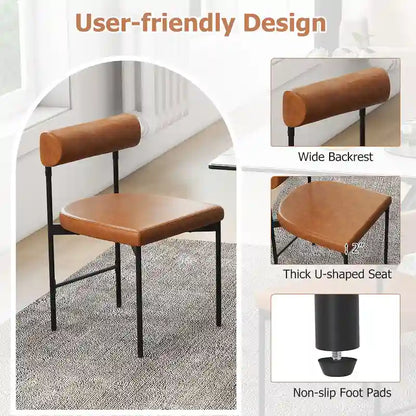 Ensemble de 2 chaises de salle à manger Gymax, revêtues de similicuir, pour la cuisine.