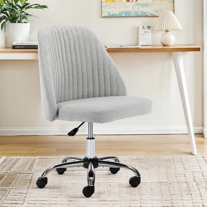 Chaise de bureau pivotante chic à dossier capitonné en tissu, idéale pour la maison et le maquillage.