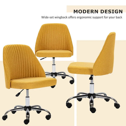 Chaise de bureau pivotante chic à dossier capitonné en tissu, idéale pour la maison et le maquillage.