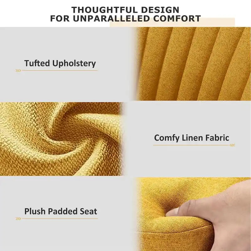 Chaise de bureau pivotante chic à dossier capitonné en tissu, idéale pour la maison et le maquillage.