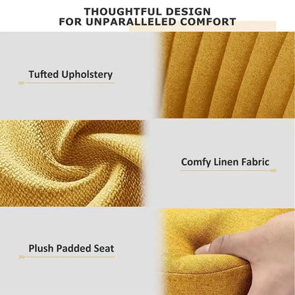 Chaise de bureau pivotante chic à dossier capitonné en tissu, idéale pour la maison et le maquillage.