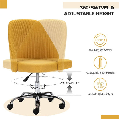 Chaise de bureau pivotante chic à dossier capitonné en tissu, idéale pour la maison et le maquillage.