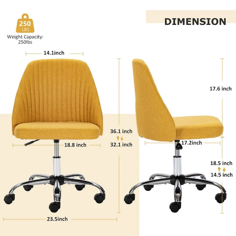 Chaise de bureau pivotante chic à dossier capitonné en tissu, idéale pour la maison et le maquillage.