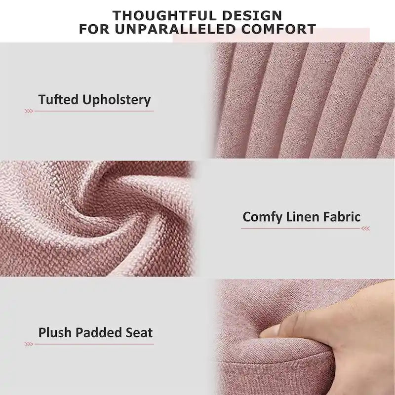 Chaise de bureau pivotante chic à dossier capitonné en tissu, idéale pour la maison et le maquillage.