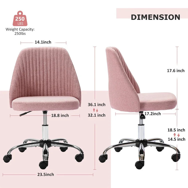 Chaise de bureau pivotante chic à dossier capitonné en tissu, idéale pour la maison et le maquillage.