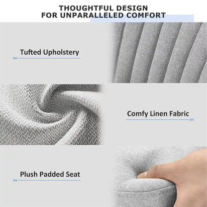 Chaise de bureau pivotante chic à dossier capitonné en tissu, idéale pour la maison et le maquillage.