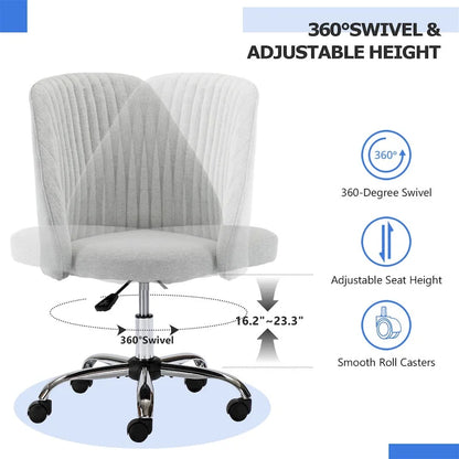 Chaise de bureau pivotante chic à dossier capitonné en tissu, idéale pour la maison et le maquillage.
