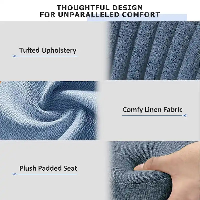 Chaise de bureau pivotante chic à dossier capitonné en tissu, idéale pour la maison et le maquillage.