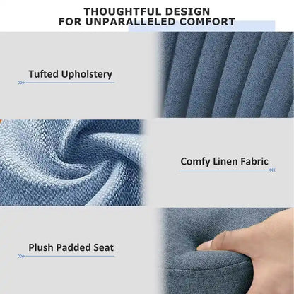 Chaise de bureau pivotante chic à dossier capitonné en tissu, idéale pour la maison et le maquillage.