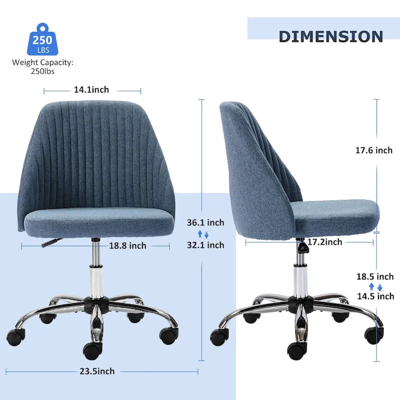 Chaise de bureau pivotante chic à dossier capitonné en tissu, idéale pour la maison et le maquillage.