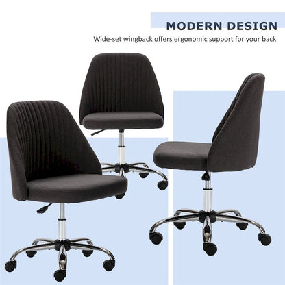 Chaise de bureau pivotante chic à dossier capitonné en tissu, idéale pour la maison et le maquillage.