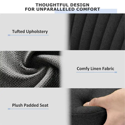 Chaise de bureau pivotante chic à dossier capitonné en tissu, idéale pour la maison et le maquillage.