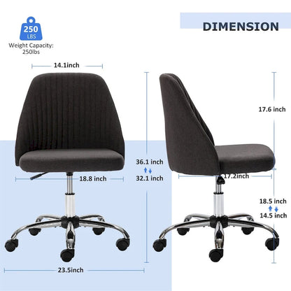 Chaise de bureau pivotante chic à dossier capitonné en tissu, idéale pour la maison et le maquillage.