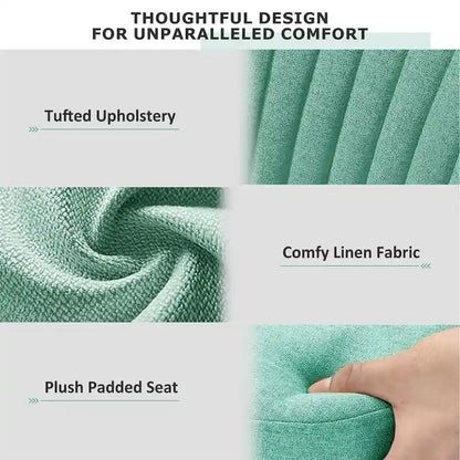 Chaise de bureau pivotante chic à dossier capitonné en tissu, idéale pour la maison et le maquillage.