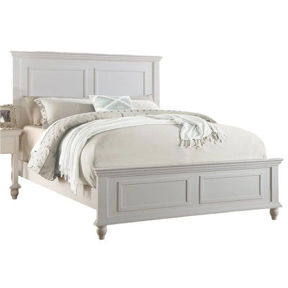 Lit King Size blanc, mobilier de chambre, tête de lit et pied de lit à panneaux hauts, cadre de lit en contreplaqué (1 pièce).