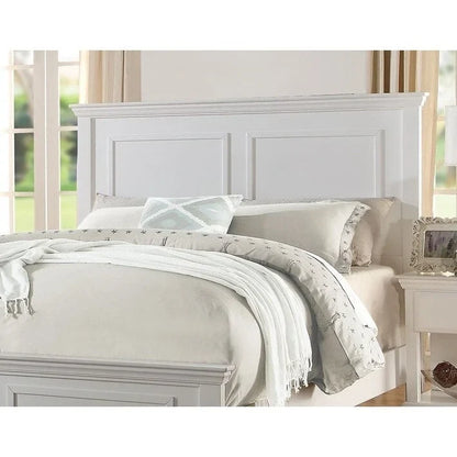 Lit King Size blanc, mobilier de chambre, tête de lit et pied de lit à panneaux hauts, cadre de lit en contreplaqué (1 pièce).