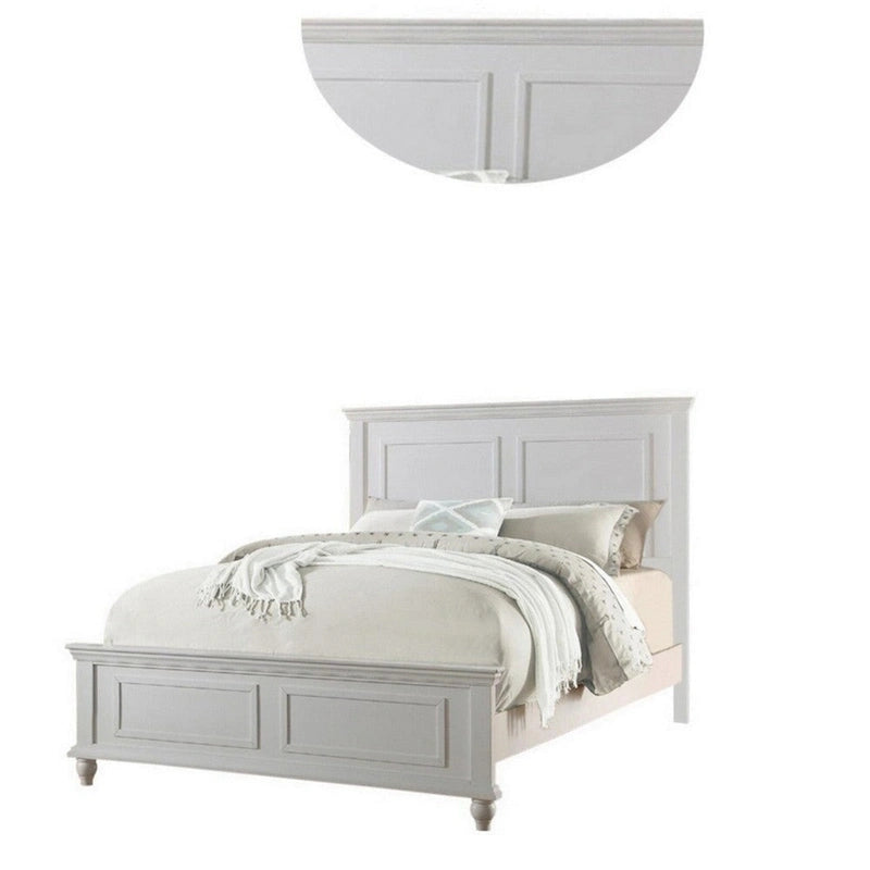 Lit King Size blanc, mobilier de chambre, tête de lit et pied de lit à panneaux hauts, cadre de lit en contreplaqué (1 pièce).