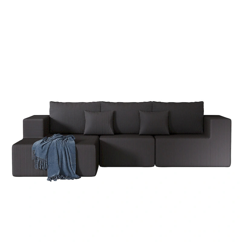 Canapé d'angle modulaire en forme de L de 275 cm avec méridienne