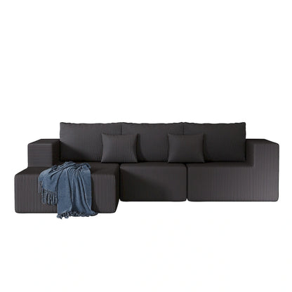Canapé d'angle modulaire en forme de L de 275 cm avec méridienne